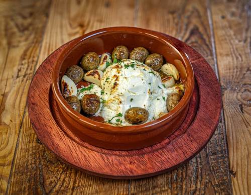 Baked Goat Cheese, Olives & Herbs